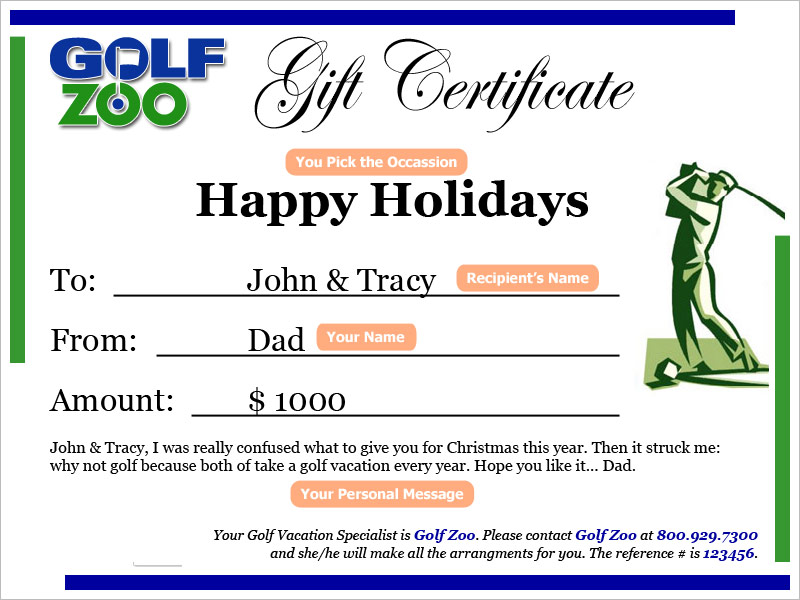 Golf Zoo Gift Certificate